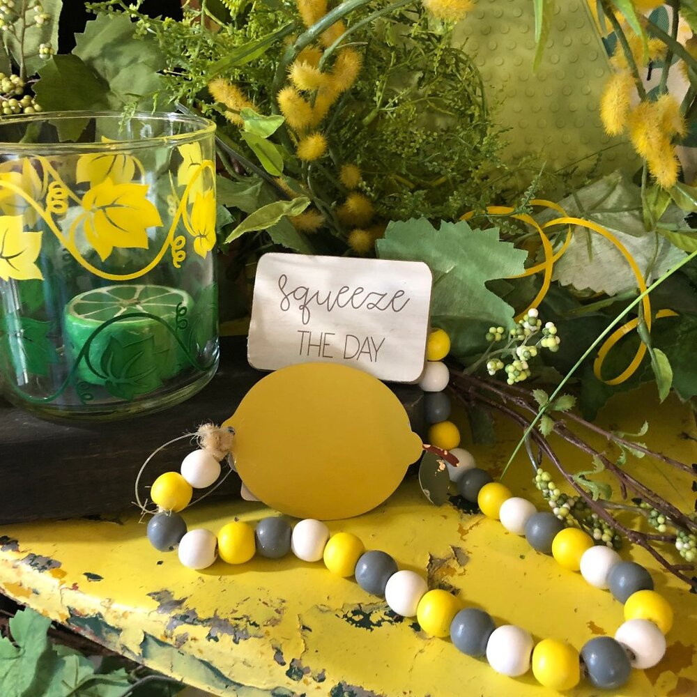 Bead Garland Lemon, Lemon Decor, Spring Lemon Decor, Yellow Decor
